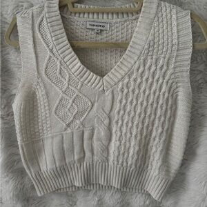 Hooked Up by IOT Cream Knit Sweater Vest